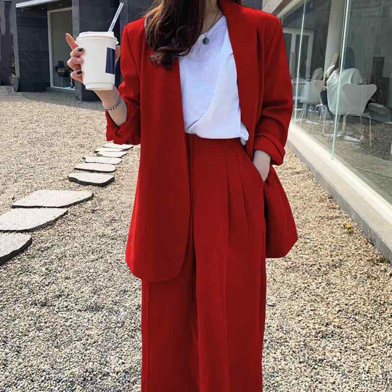 レディース ワイドパンツ 西装セット 秋冬 通勤 気質 英倫風 休? 職業 小西服 セットアップ ブラック ミ白色 グレー 赤 グレー系 オレンジ ワインレッド ピンク ローズ 緑 ライトブルー ネイビー パープル カーキ ベージュ ブラウン 紫系 紫ピ