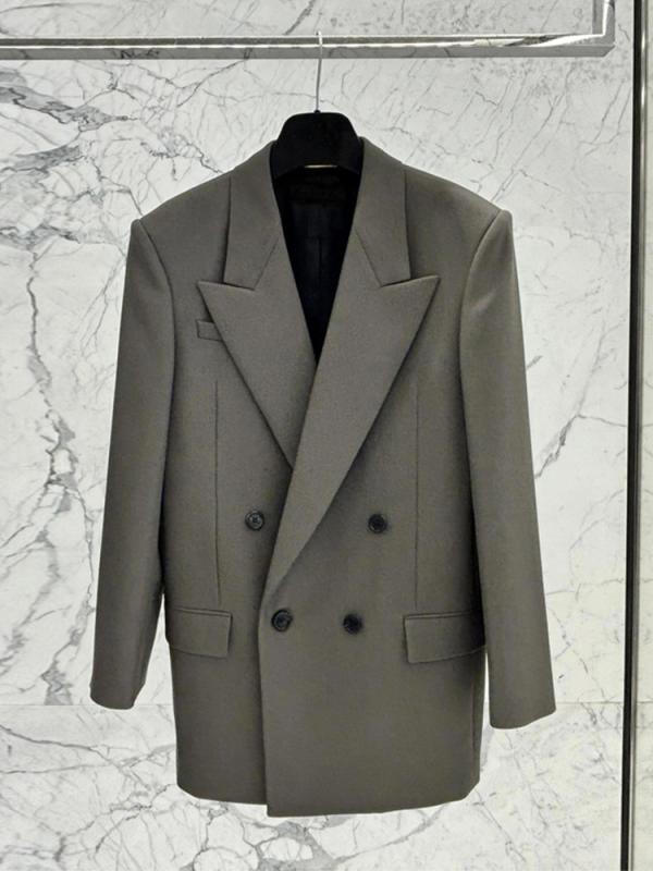 小西装 レディース 通勤用 秋冬 廓形 ジャケット トップス 職業服 外套 気質 極簡風 気質通勤 純色 ポリエステル ポリエステル95%以上 中長丈 西装? 長袖 ダブルブレスト ゆったりシルエット 軽量 吸湿速乾 ブラック グレー ベージュ 秋冬ファ
