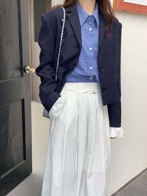 レディース 小西装 ジャケット 着脱可能袖口 西装外套 女性用 綿混 スパンデックス 接触冷感 軽量 伸縮性 切り替えデザイン ポケット シングルブレスト ボタン留め ラペルカラー ロングスリーブ ルーズフィット ミッドレングス 紺色 ネイビー 秋冬 韓