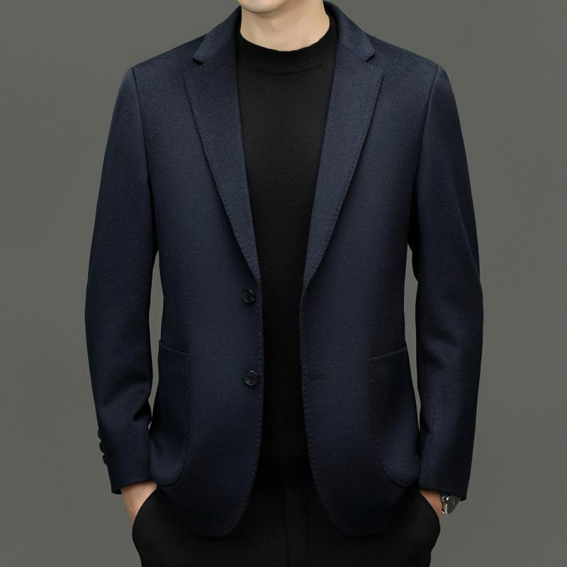 メンズ スーツ ジャケット 男性用 軽ビジネス 修身型 長袖 シングルブレスト ウール 混紡 羊毛80% 羊?10% 桑蚕?10% 耐磨 防風 免? 色牢度高 純色 直裾 ブルー グリーン ブラック 春秋 青年 通勤 日常 ビジネスカジュアル