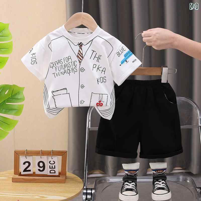 子供服 男の子 女の子 夏用 短袖 Tシャツ セット 綿素材 薄手 軽量 吸湿速乾 純色 アルファベット柄 インディゴ ピンク ホワイト 3～8歳 100～140cm かわいい 個性派 カジュアル 日常着 アウトドア