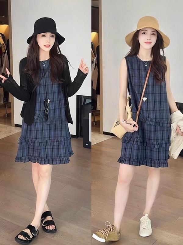 ワンピース 女性用 夏 無袖 キャミワンピース フレッシュフラワープリント コットン混紡 セルロース繊維 セットイーズィー クルーネック 中腰 Aライン 中長丈 軽量 シワ加工 イージーケア 日韓カジュアル スイートフレッシュ ピクチャーカラー ピンク系