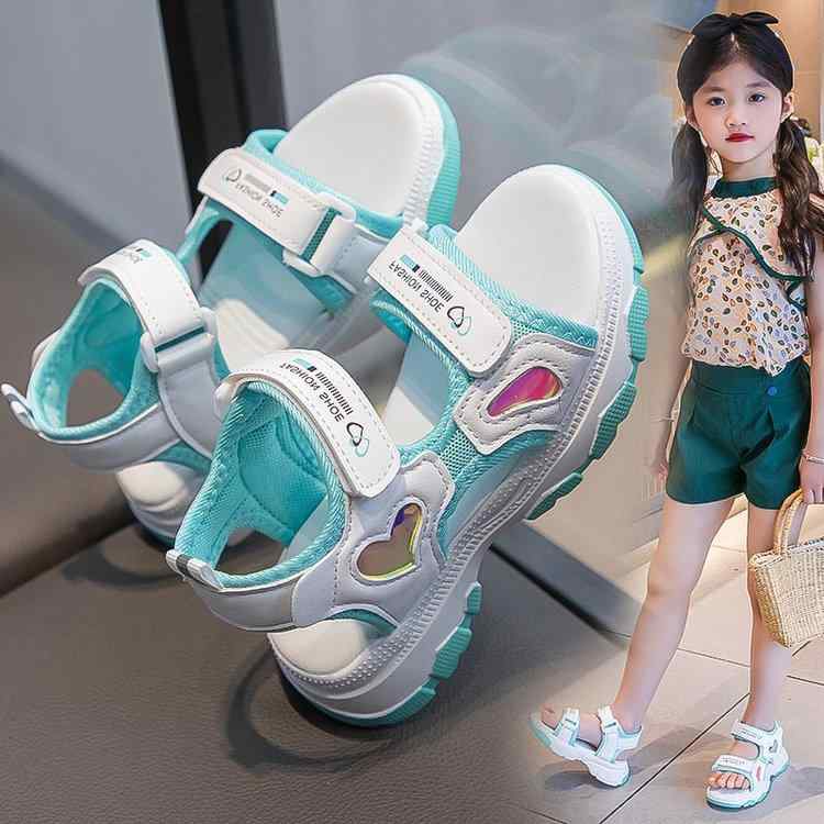 女児 サンダル 女の子用 夏用 ソフトソール 防滑 スポーツ ベビー プリンセス ビーチシューズ 中大童 紫色 緑色 合成革 7-12歳 ゴム底 魔法テープ 韓風 軽量 通気性 かわいい 普段使い アウトドア