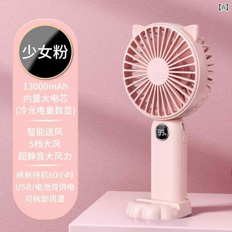 折りたたみ扇風機 かわいい ポータブル ミニ 静音 USB充電 手持ち デスクトップ 学生用 ピンク系 グリーン系 ブルー系 接触冷感 5段階風速 バッテリー内蔵 長時間駆動 軽量 低騒音 3枚羽根 屋外 室内 夏用 ハンディ ネックハング