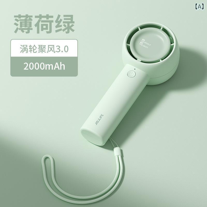 ハンディファン 無葉 ポータブル ミニ 充電式 小型 手持ち 風扇 層雲白 大地棕 薄荷緑 学生 旅行 事務 簡約 スタイル 3段階 風量 2000mAh バッテリー 5段階 アップグレード 4000mAh PULS モード プラスチック 素材 軽量 コ