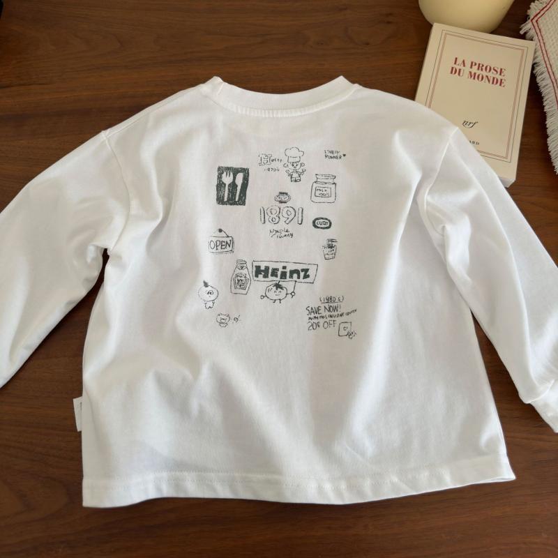 キッズ トップス 長袖 Tシャツ 男女兼用 3～8歳 100～140cm 綿100% 柔らかい 丸首 吸湿速乾 かわいい カードプリント プリント柄 カラフル 春夏 ユニセックス 日常着 部屋着 通園用 軽量 伸縮性 接触冷感 白 アイボリー ピンク系