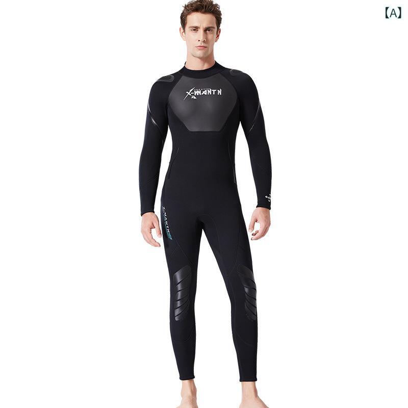 ウェットスーツ 男女兼用 長袖 フルスーツ 加厚 保暖 冬用 潜水 浮潜 サーフィン ダイビング スキューバ SCR クロロプレンラバー 防寒 防水 伸縮性 通年 フィットネス アクアスポーツ ブラック 成人用 軽量 耐久性 フィッシング 水中運動