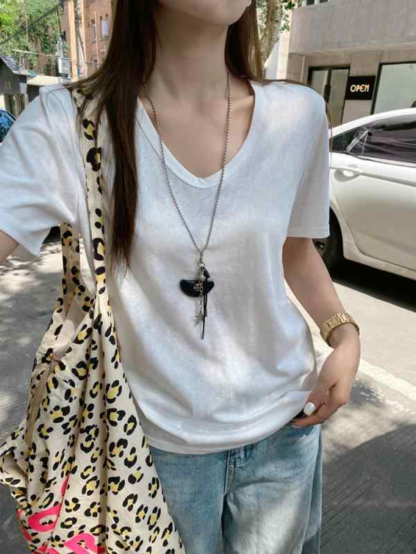 レディース 短袖 Tシャツ トップス 春夏 薄手 綿 スパンデックス 切り替え ゆったり ビッグシルエット Vネック 半袖 プルオーバー 日韓カジュアル 慵?風 軽量 吸湿速乾 通勤 普段使い 部屋着 白色 浅カーキ 杏色 ブラック 浅ミリタリーグリーン 4,445円