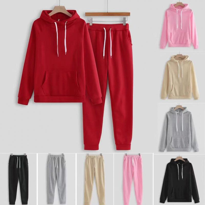 レディース セットアップ 長袖 フーディ スウェット トップス ロングパンツ ワイドシルエット ゆったり シルエット ポケット デザイン 切り替え ディテール 気質 通勤 スタイル 日常 使い ポリエステル 素材 吸湿速乾 ブラック ピンク グレー 赤