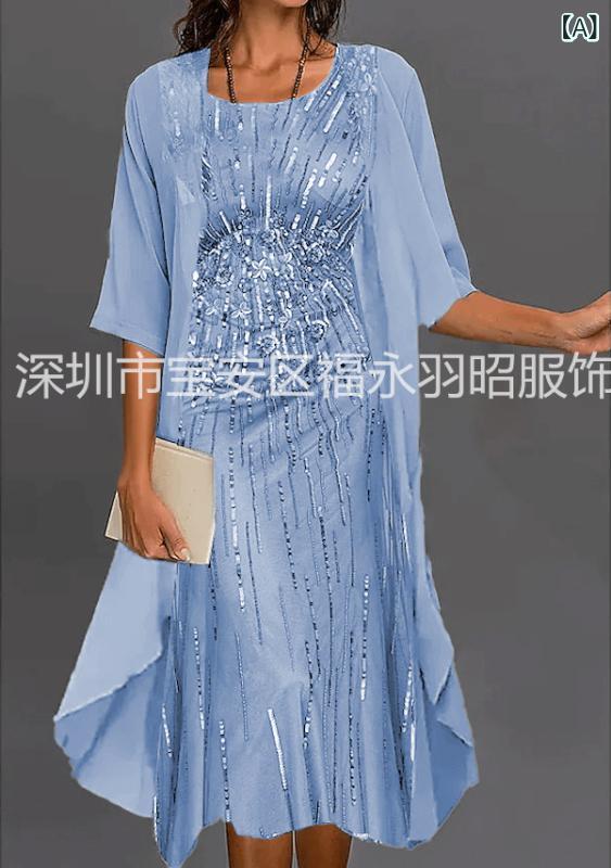 レディース 春夏 ワンピース セット 雪? ?? 接触冷感 花柄 プリント ロング丈 七分袖 気質 通勤 普段使い かわいい スタイル 軽量 吸湿速乾 イージー シルエット ブルー グリーン ピンク イエロー ライトグリーン 抹茶色