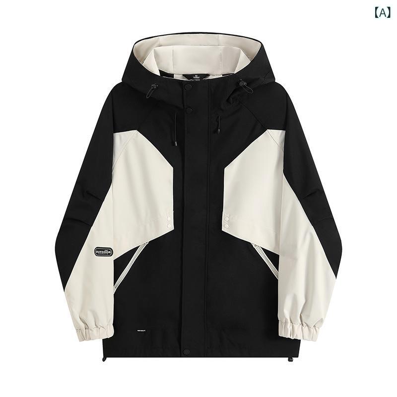 アウトドア ジャケット 男女用 秋冬 連帽 2点セット 防風 防水 透気 保暖 フリース内胆 ポリエステル 素材 軽量 徒歩 登山 キャンプ 旅行 サイクリング 郊外 散策 トレッキング ハイキング ユニセックス スタイル ゆったり シルエット 純色 カ