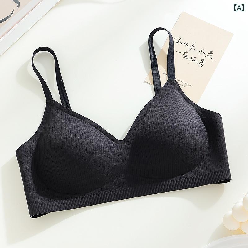 ブラ 女性用 無痕 軽薄 無ワイヤー 固定カップ 副乳収集 ガータリング 透気 上持ち 美背 快適 サイド収集 3/4カップ 超薄型 固定肩紐 後三段ホック ナイロン スパンデックス ブラック ライトグレー ミスティパープル ミルクティースキン シャンパ