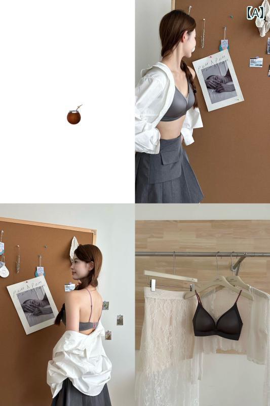 ブラ 女性用 夏季 軽薄 無痕 法式 三角カップ 水光肌 インナー 提拉 聚? 透気 美背 ブラジャー 3/4カップ ワイヤレス ニット 軽運動風 鉄灰色 セクシー ブラック ピンク系 ベージュ チャンピオン ホワイト シルバーグレー 豆沙 ピンク 快適