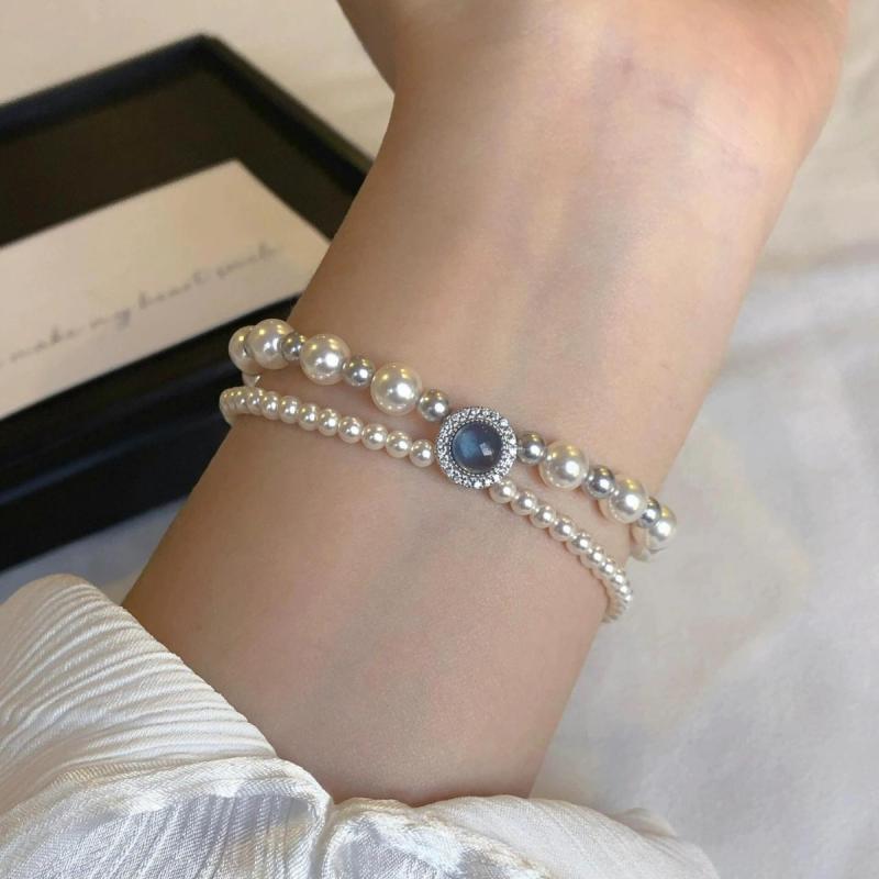 シルバーハンドメイド アクアマリン レイヤード 女性用 ブレスレット 波浪 ジオメトリック 925シルバー 純銀 ジュエリー アクセサリー ハンドメイド 天然石 ミストブルー 軽量 精致 スタイリッシュ 個性派 夏 レイヤードスタイル 波光 水光 自然モ