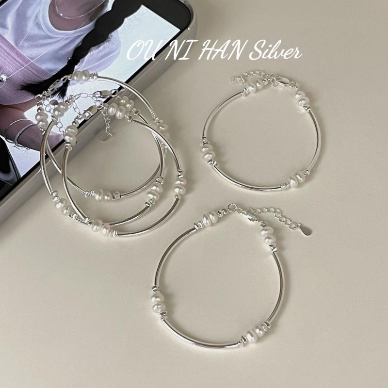 ハンドメイドアクセサリー 女性用 ハンドチェーン 925シルバー 純銀 シンプル 気品 ファッション 珍珠 パール 個性派 百搭 日常使い 銀色 幾何学 韓風 クリア スイート ナチュラル 軽量 高級感 接触冷感