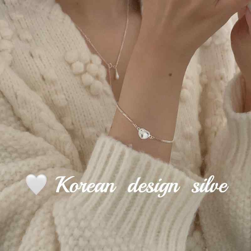 手飾り 女性用 シルバー アクセサリー S925 純銀 ベイシェル 素材 シンプル ハート デザイン レイヤード バングル ブレスレット ファッション 通勤 スタイル 冬 シーズン 軽量 電気メッキ加工 百搭 高級感 形状 パターン 流行 アイテム
