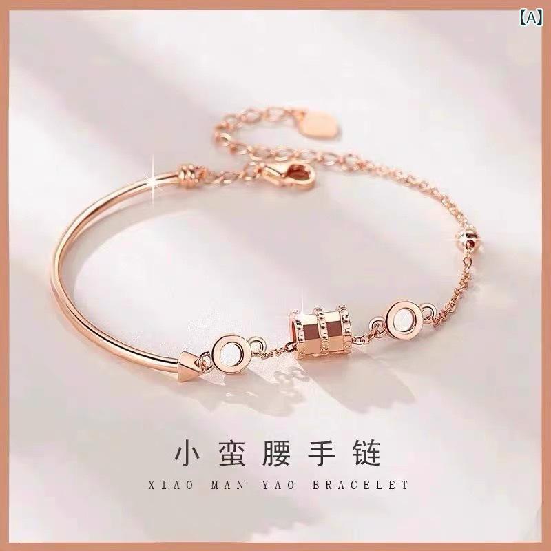 ブレスレット 男女共通 手首アクセサリー ローズゴールド 手錠風 半ブレスレット 半チェーン かわいい スタイル 2024 夏 人気 日韓風 清新 甘美 自然 珍珠 装飾 ギフトボックス セット|LiLishop6