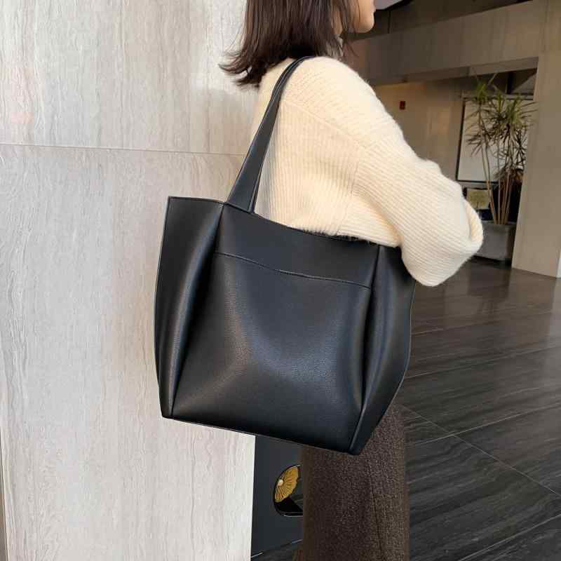 ママバッグ 女性用 トートバッグ バケットバッグ ハンドバッグ ショルダーバッグ 大容量 縦型 方型 黒 ライトブラウン PU素材 ポリエステル内張り ミディアム硬度 ジップ開閉 シングルストラップ 日常使い 通勤 シンプル クラシック クロスボーダー