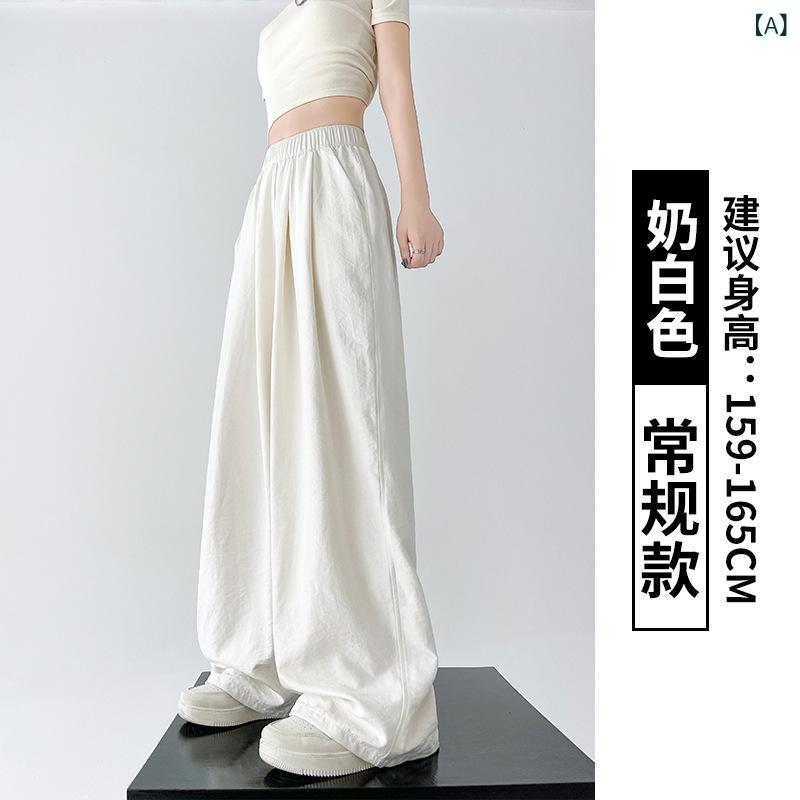 レディース 春夏 スカートパンツ 高腰 垂感 直筒 ワイドレッグ クロップドパンツ ゆったり ハーフ丈 薄手 ポケット デザイン ポリエステル 混 再生繊維 無弾性 免・聞加工 日常使い かわいい スタイル ミルクホワイト 湖ブルー ブラック ピンク系