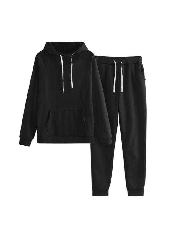 レディース スウェット セットアップ 長袖 連帽 ゆったり ワイド トップス ロングパンツ ユニセックス デザイン 純色 ポケット 切り替え ディテール ポリエステル 混紡 素材 軽量 伸縮性 通勤 通年 スタイル ブラック ピンク ベージュ グレー 赤