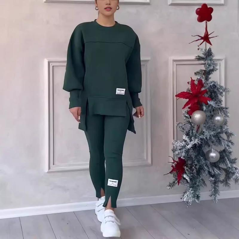 レディース 長袖 プリント スウェット トップス ロングパンツ セット 秋冬 街頭風 ポリエステル ポリウレタン 混紡 接触冷感 吸湿速乾 軽量 ストレッチ ゆったりシルエット 個性派 コーディネート 普段使い 通勤 カジュアル ベーシック カラーバリエ
