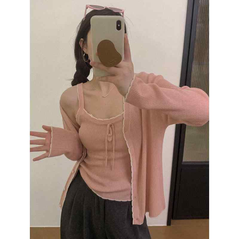 編み物 開衫 吊帯 トップス 仕掛ける レディース 春夏 長袖 うつり変わり 青写真 修身 影ぼうし 毛糸 混紡 薄っぺら 軽さ 当たること冷感 花辺 スピード競技 かざり付ける 丸首 単排 名取り草 甘め 表現スタイル 白いこと サクラ色 黒いこと 薄墨色 黄色 点火装置青色 愛くるしげ