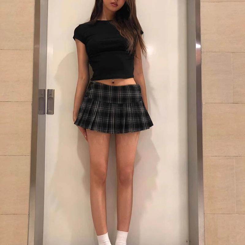 スカート 女性用 半身スカート 百褶スカート 短スカート 春夏 秋冬 レディース かわいい 格子柄 ブルー ポリエステル 再生繊維 微弾力 軽量 切り替え セクシー ピュアスタイル 私服 通勤用 普段使い アウトドア ビッグシルエット