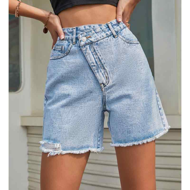レディース デニム ショートパンツ 高腰 ワイドレッグ フレア スリム コットン ポリエステル ライトブルー ブルー ダークブルー ストレート ミモレ丈 気質 通勤 イギリス風 洗い加工 ノーアイロン 軽量 普段使い