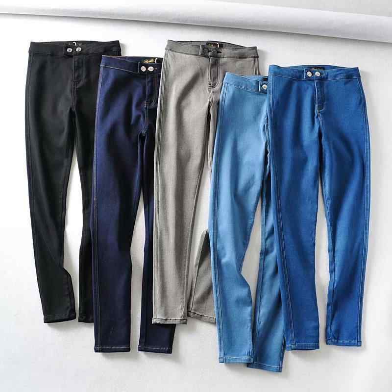デニムパンツ 女性用 ハイウエスト ストレッチ スリムフィット スキニータイプ ミディアム丈 ロングパンツ 小脚 包み込み ヒップアップ 細見え 綿素材 スパンデックス混 軽量 通勤 普段使い カジュアル 工装風 街頭スタイル 洗い加工 グレー ブラック