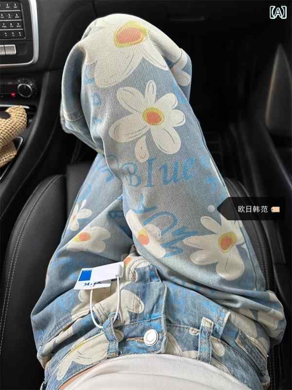ワイドパンツ 女性用 デニム 綿混 ハイウエスト 直筒型 夏 ゆったり ロング丈 ブルー 軽量 快適 ストリートスタイル 普段使い 切り替えデザイン ボタン アクセント カジュアル