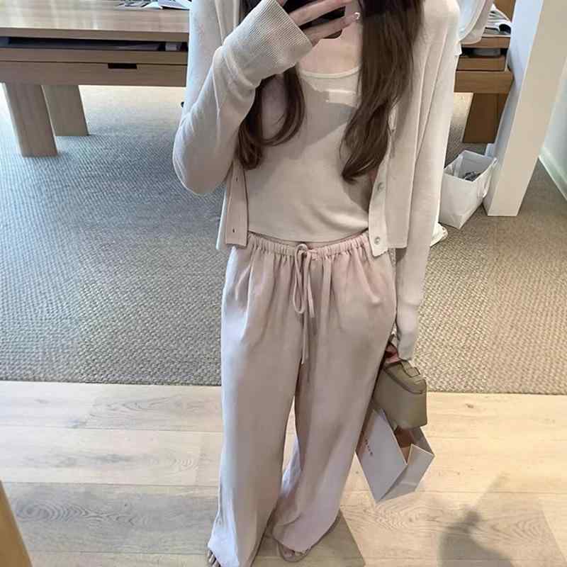 レディース ワイドパンツ 夏用 ゆったり ストレート ロングパンツ 高腰 垂感 麻素材 接触冷感 吸湿速乾 ポケット付き 通勤 カジュアル ピンク系 ホワイト ネイビー 薄手 軽量 伸縮性 気質スタイル 普段使い アウトドア
