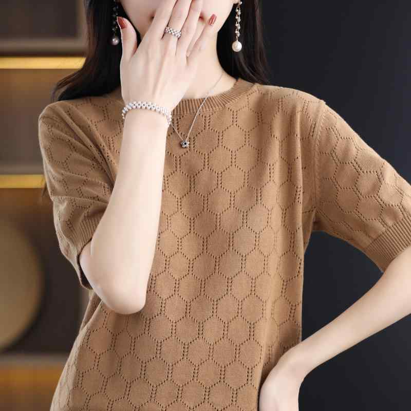 Tシャツ 女性用 夏 半袖 綿 接触冷感 トップス インナー 丸首 レースアップ ゆったり レイヤード 薄手 気質 通勤 快適 普段使い ブラウス シャツ ライト ベーシック スタイル アイボリー ブラウン ベージュ イエロー ブラック デニムブルー ネ