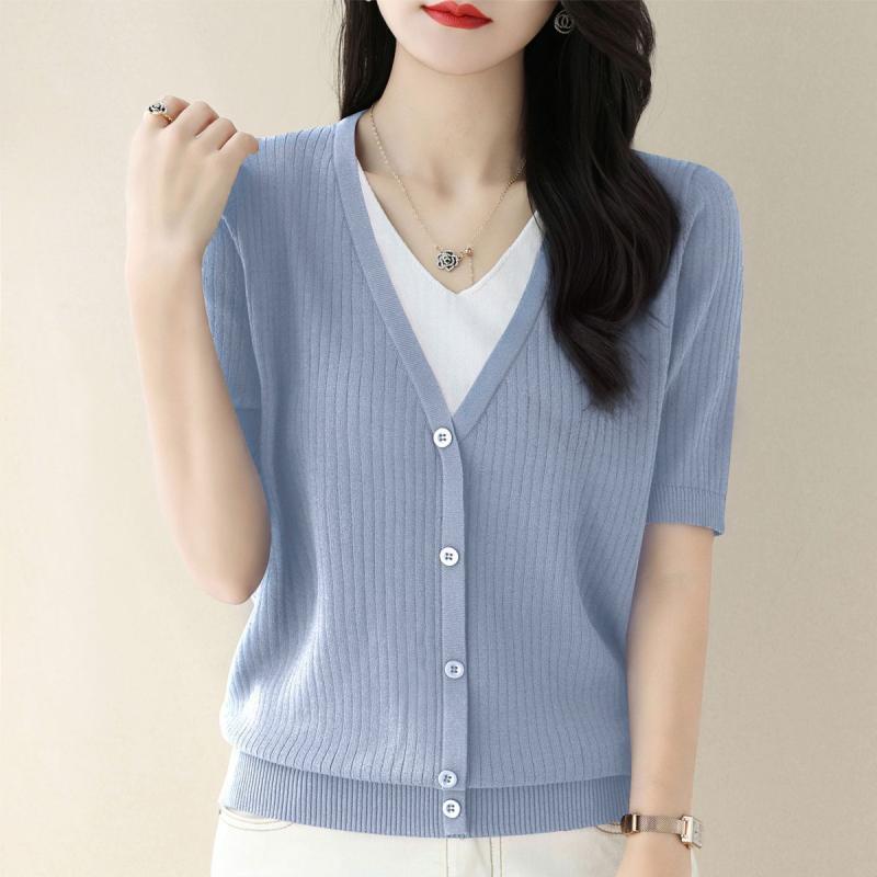 Tシャツ 女性用 夏 短袖 接触冷感 切り替え ゆったり お腹カバー 薄手 トップス 軽量 伸縮性 ポリエステル ピンク 紫 ライトブルー ネイビー シンプル 日常使い カジュアル