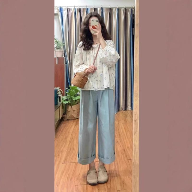 レディース シャツ トップス 花柄 プリント 泡泡袖 フリル袖 長袖 シフォン レース ワイドシルエット ゆったり デザイン 個性派 丸首 ボタン開き 切り替え デザイン 花色 夏 薄手 防晒 接触冷感 吸湿速乾 ポリエステル 混紡 スパンデックス 混合