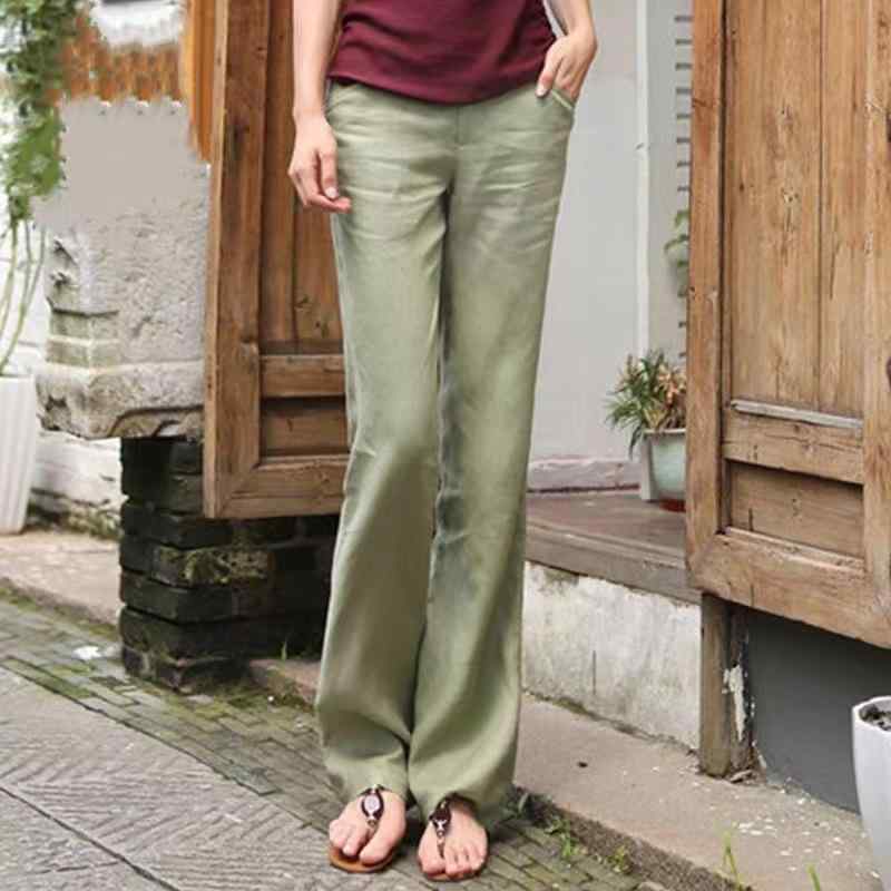 レディース 春夏 コットンリネン ワイドパンツ 直筒型 中腰 ゆったりシルエット スリム効果 ドレープ感 スタイルアップ 軽量 通勤 普段使い カジュアル オリーブグリーン ベージュ ブラック カーキ ネイビー ホワイト