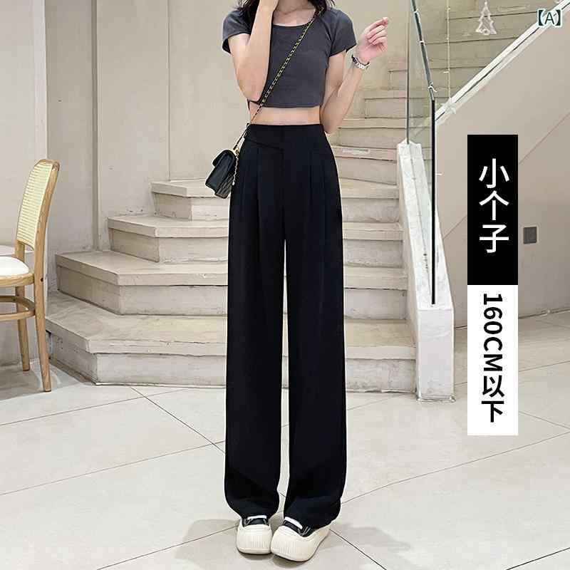 レディース ワイドパンツ 直筒 黒 グレー ベージュ グリーン ピンク 春夏 薄手 高腰 ポリエステル スパンデックス ストレッチ ゆったり スリム ビジネスカジュアル ロング丈 軽量 イージーケア