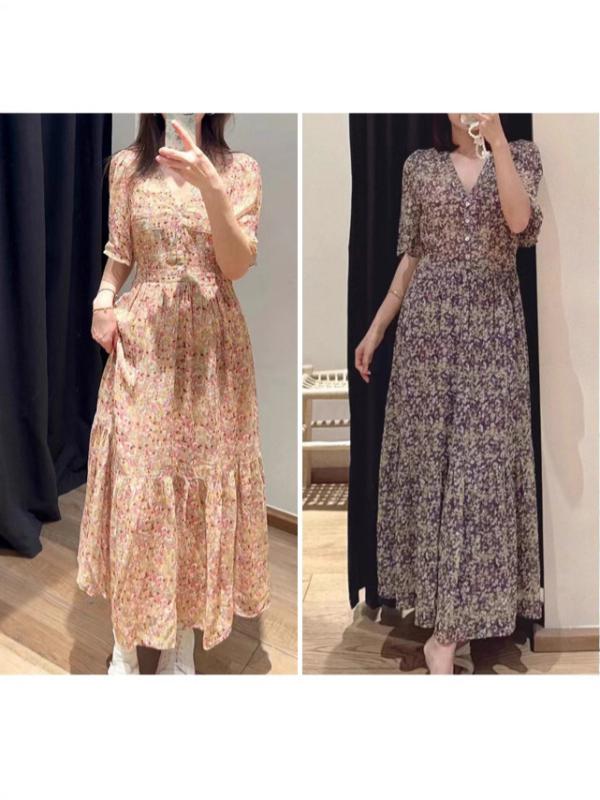衣装 レディース 春夏 愛くるしげ 御花柄 Vのど首 A生産ライン 中丈 短袖 通い用 精神状態 表現スタイル 粘膠衣料繊維 当たること冷感 吸湿速乾 軽さ 伸縮性 サクラ色系 紫色 御機嫌酉の方角 セットアップ 単品 根本原理款 刷り上げる産業 深・祁産