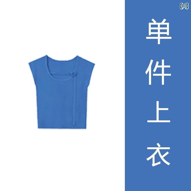 レディース 夏 トップス ニットTシャツ ブルー 接触冷感 素材 超長袖 フレア袖 セット スカート ロング丈 ホワイト マカロンカラー 都市スタイル 通勤 普段使い 気質 かわいい 軽量 伸縮性 吸湿速乾 ファッション セットアップ スカートセット 女