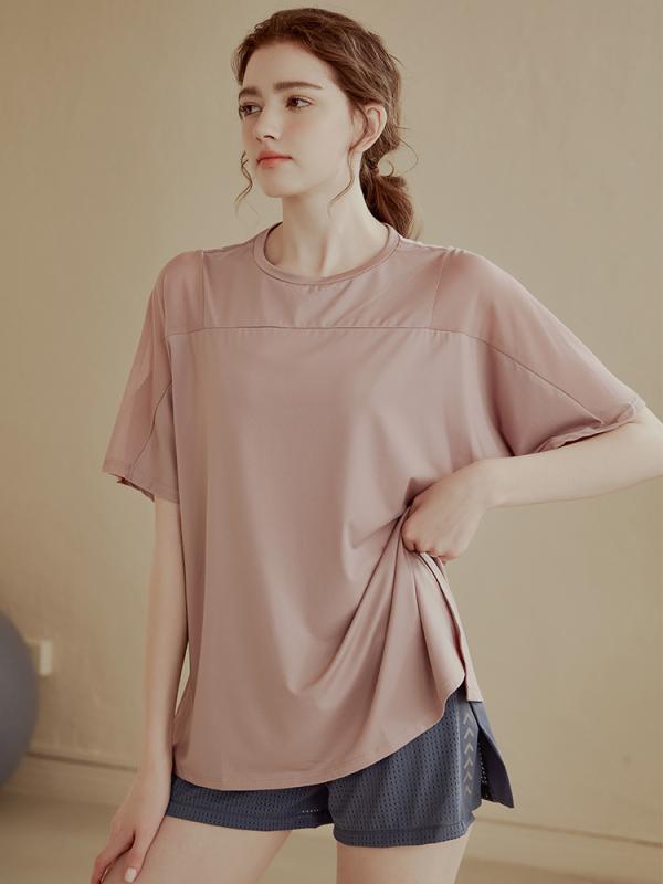 レディース 透視 メッシュ 速乾 Tシャツ トップス ランニング フィットネス ヨガウェア 吸汗 透気 接触冷感 春夏 薄手 ピンク グリーン パープル ホワイト ブラック ブルー ダークグリーン 伸縮性 ポリエステル アウトドア 室内 スポーツ ユニセ