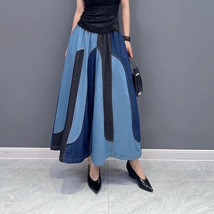 パンツ レディース 秋冬 韓国風 切り替え デニム ワイドレッグパンツ ブラック ロング丈 ゆったりシルエット スリム効果 ストレッチなし 松腰 ストリートスタイル 普段使い 軽量 ポリエステル混 接触冷感 ハイウエスト トレンド カジュアル ファッショ