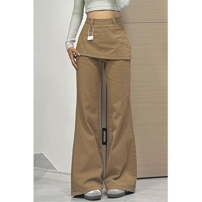 レディース 牛仔パンツ ワイドレッグ ハイウエスト 微喇 春夏 ゆったり スタイル かき色 ブラック ポリエステル 素材 長丈 デニム 手磨き加工 ラフ カジュアル 普段使い ゆったりシルエット 膝下フレア 女性用｜LiLishop6