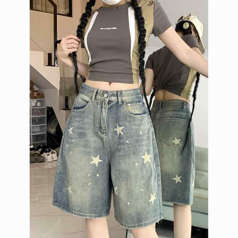 {"result":"レディース デニム ショートパンツ 夏 春夏 女性用 牛仔 半分丈 膝上 ワイドレッグ ストレート ゆったり スリム 街頭スタイル 直筒 ルーズフィット ブルー 星柄 プリント ポリエステル 混紡 ポリエステル繊維 微弾性 微伸縮