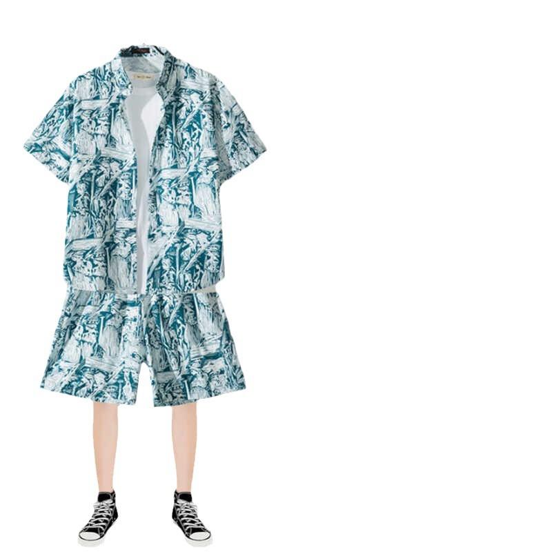 メンズ 夏用 速乾 接触冷感 ビーチ セットアップ シャツ 短パン 海辺 リゾート フラワー柄 トップス 5分丈 中丈 短袖 化繊混紡 ストレッチ 日常 ファッション 旅行 休暇 島スタイル 軽量 吸湿速乾 カジュアル 英倫風