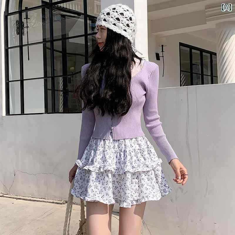 スカート レディース 半身スカート 夏用 女性用 高腰 Aライン スカート 休? 短スカート 慵?風 蛋・啾スカート 復古 碎花柄 かわいい 木耳? 切り替え デザイン 白色 紺色 微弾力 清新 甘め スタイル 軽量 通勤用 普段使い 吸湿速乾 再生繊維