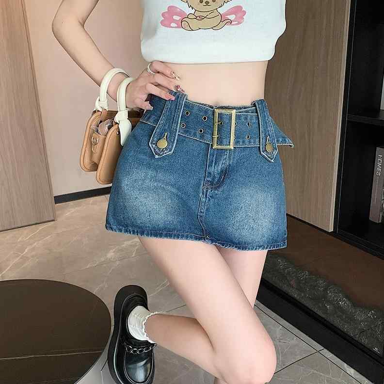 スカート 女性用 夏 デニム 半身 コットン ストレッチ ハイウエスト Aライン ミニ 包み込み ブラック ネイビー 通勤 かわいい 軽量 吸湿速乾 ビッグシルエット 部屋着 普段使い