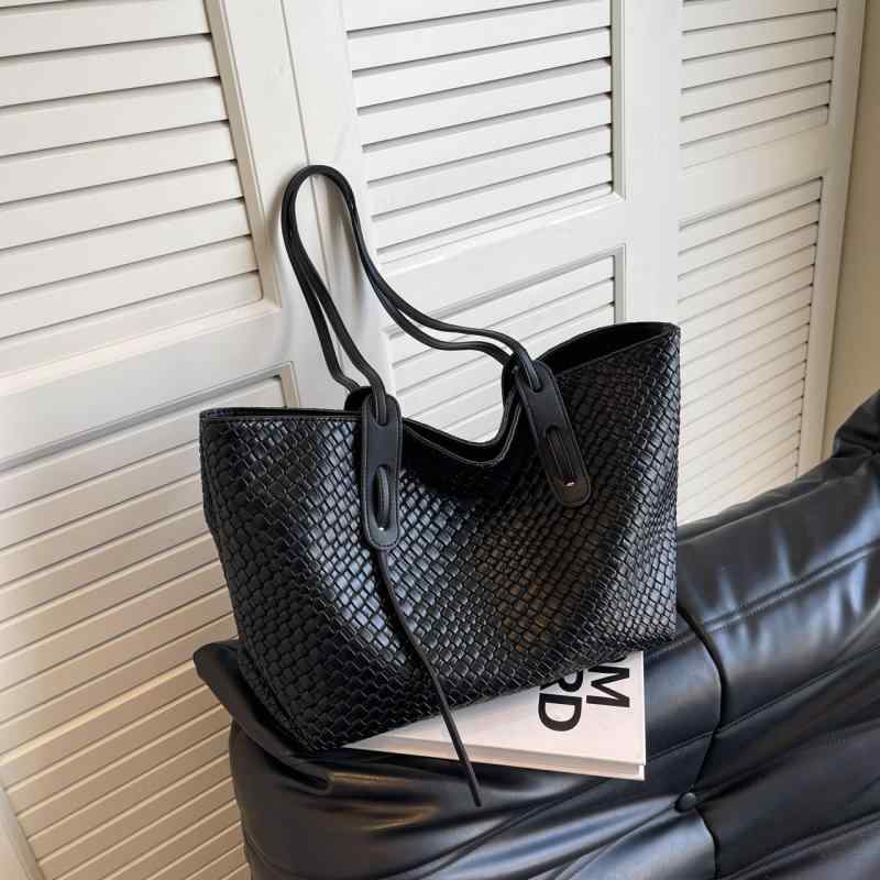 トートバッグ レディース 大容量 編み込み ショルダーバッグ 復古 横型 方形 ソフト PU素材 接触冷感 黒 ベージュ ブラウン カーキ 春夏 日常使い 通勤 軽量 スマホポケット ジッパー シングルストラップ 欧米スタイル プレスフラワー ミッドサイ