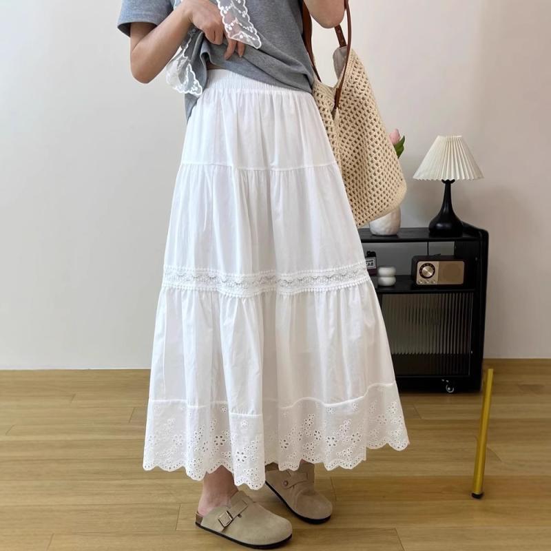 半身スカート レディース 春夏 白 レース 切り替え フレンチ かわいい Aライン 中長丈 通勤 気質 ポリエステル 微弾性 軽量 通勤風 百搭 トップス スカート プリーツ フレア スカート ミディ スカート 女性用 フェミニン スタイル 日常使い 吸 4,764円