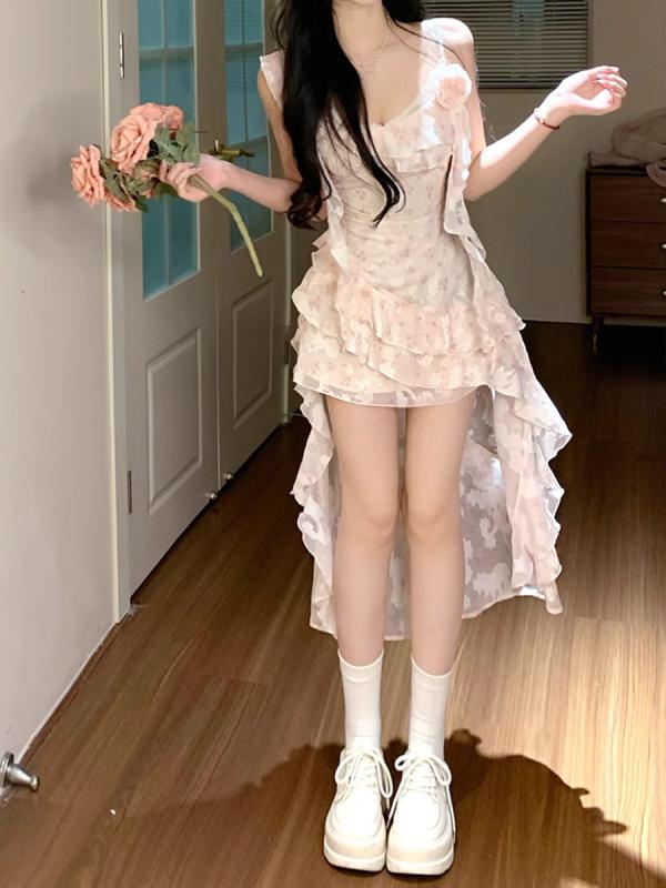 衣装 レディース 夏 甘め 御花刷り上げる 酉の方角シェイプ か細い 立体花 フラウンス 遊撃手丈 キャミソール 無袖 真四角素っ首 ご機嫌酉の方角 非定型的裳裾 ポリアミド スパンデックス 混紡 耳あたらしい 愛くるしげ 色っぽい うしろ帯 表現スタイル シングル