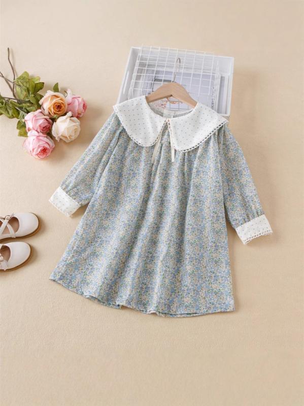 女の子 ワンピース 秋 長袖 泡泡袖 プリンセススカート かわいい 碎花柄 綿混紡 柔らかい ポリエステル95% 伸縮性 3-8歳 90-140cm 春秋 欧米風 子供服 通学 普段使い カードーンパターン 女の子向け 秋冬 軽量 伸縮素材 かわいいデザ