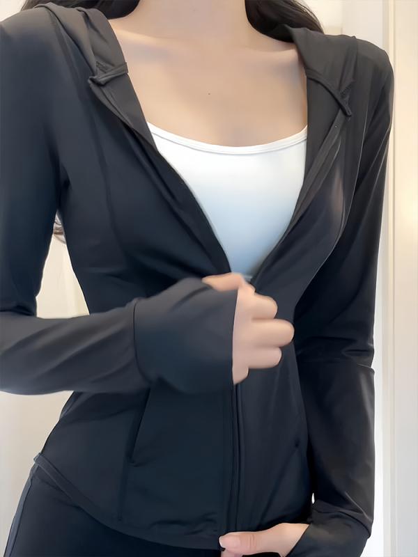 防晒衣 女性用 開衫 黒 薄手 長袖 中長丈 修身 ビスコース スパンデックス 紫外線カット UPF30+ ポケット付き 日韓カジュアル 原宿風 純色 春季